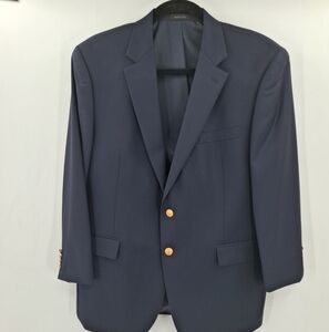 Lauren‎ Ralph Lauren Mens Gold Button Wool Navy Blue Blazer Jacket Size 44R